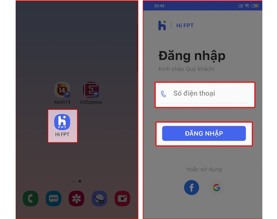 Chi tiết giao diện ứng dụng Hi FPT