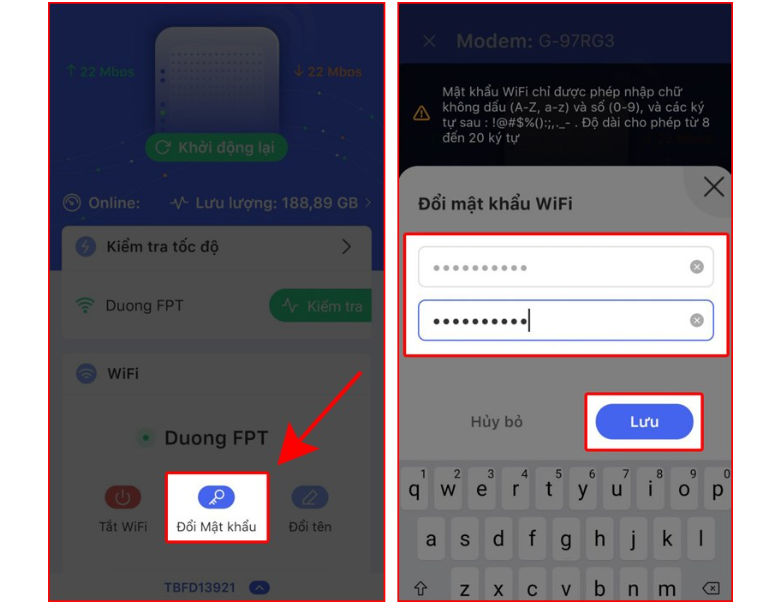 Đổi mật khẩu Wi-Fi