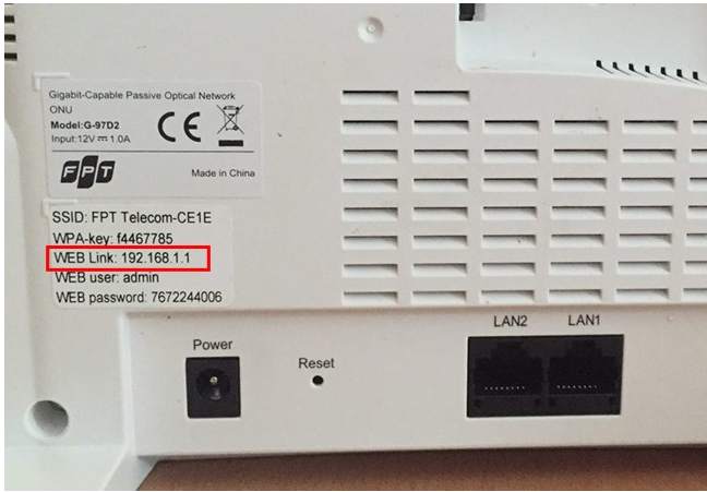 Đăng nhập vào modem