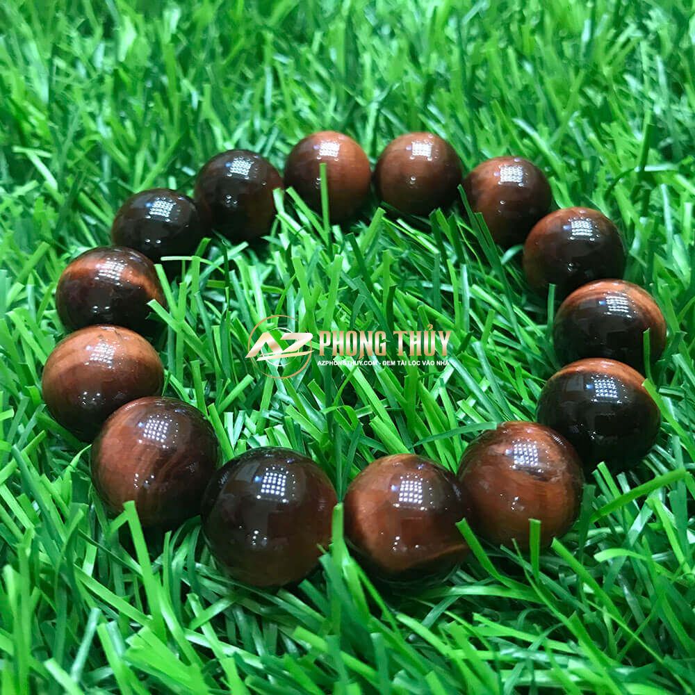Vòng tay phong thủy mắt hổ nâu đỏ cho nam mệnh hỏa